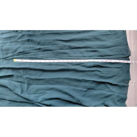 Baltic Born Vaughnie Chiffon Maxi Dress 2X Teal Belted Flutter Sleeve Front Slit - Picture 9 of 12